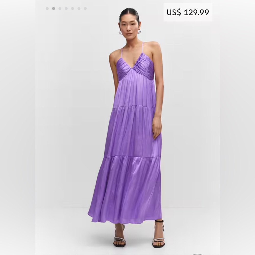 Mango Ruched satin dress, lavender